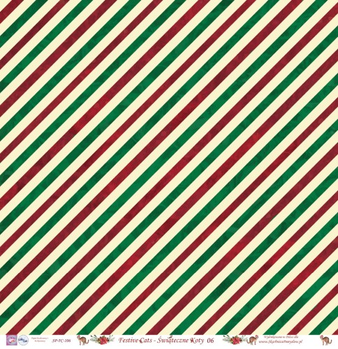 Świąteczny papier do scrapbookingu w paski - Skarbnica Pomysłów