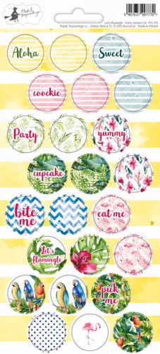 Arkusz party naklejek Let's flamingle 02, 10,5 x 23cm