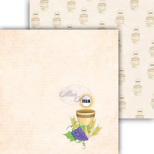 Papier na kartki komunijne - Pierwsza Komunia Święta 02 - 15x15 - AltairArt