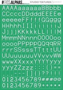 Studio tekturek - OH, ALPHASstic - zestaw naklejek - butelkowa zieleń