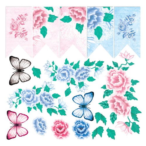 AltairArt - Blue Rose - elementy do wycinania 15x15