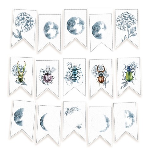 Papierowy banerek / die cut New moon, 15szt.
