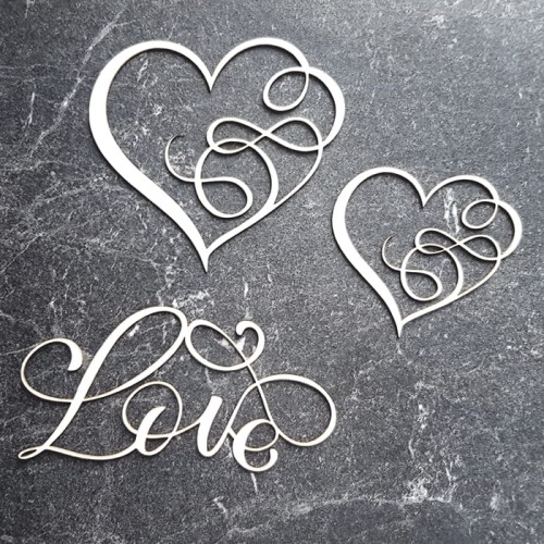 Tekturka - Miszmasz Papierowy - Serduszka i Love zawijaskowe