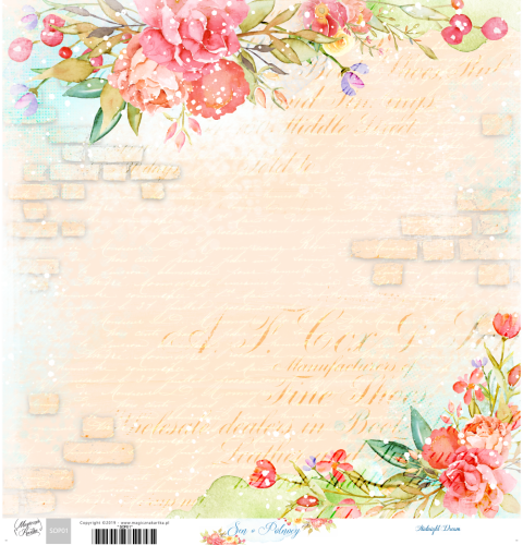 Beżowa kartka do scrapbookingu w kwiaty