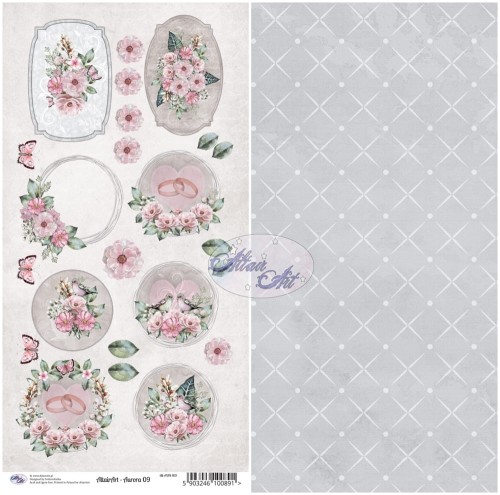 Dwustronny papier do scrapbookingu z elementami do wycinania Aurora 09 - AltairArt