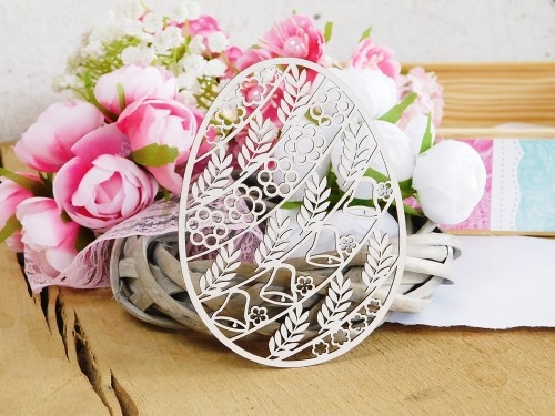 TEKTURKA - Wielkanoc - Jajko ażurowe z kwiatuszkami i listkami - duże
