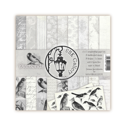 DIAMONDS - mały zestaw papierów do scrapbookingu 6' (15x15cm)