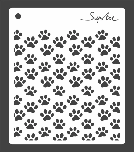 SnipArt -  Meow Rules - stencil 2 - ślady łap - 15x15