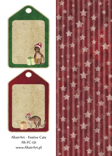 AltairArt - Festive Cats - pasek z dodatkami 5x15 cm