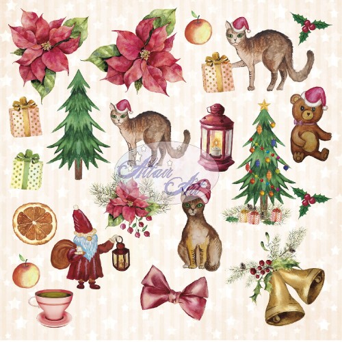 AltairArt - Festive Cats - dodatki do wycinania z dodatkami 15x15 cm