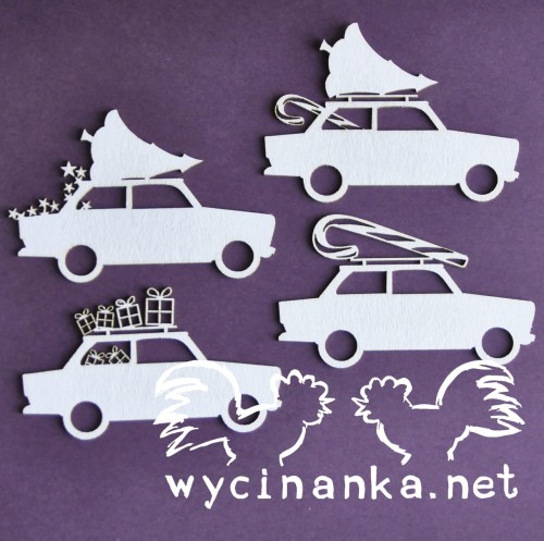 tekturka ALTERNATIVE FOR CHRISTMAS - auta 4szt. - cars 4 pcs.