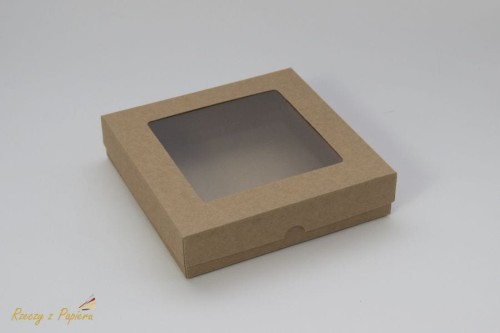 Pudełko z okienkiem, wysokie kwadratowe - kraft