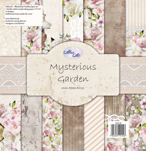 Zestaw 7 dwustronnych papierów o scrapbookingu Mysterious Garden 30x30 - AltairArt