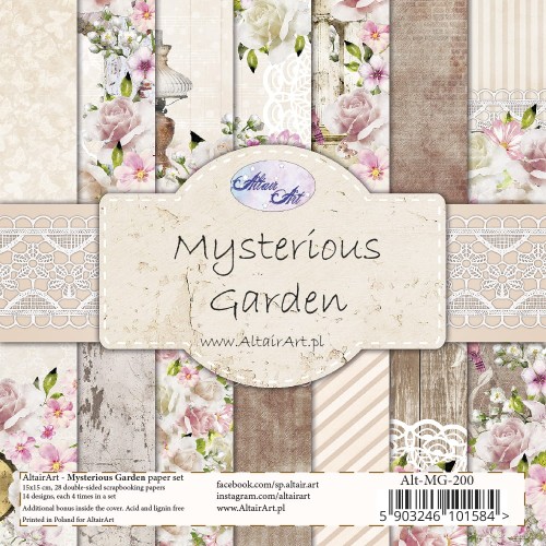 Zestaw 28 dwustronnych papierów do scrapbookingu Mysterious Garden - 15x15 - AltairArt