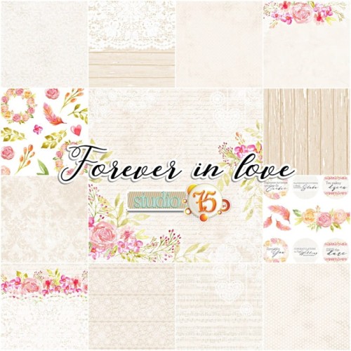 Forever in love - zestaw papierów do scrapbookingu w beżowych kolorach 30x30 - Studio 75