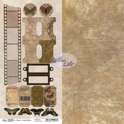 Dwustronny papier do scrapbookingu vintage Butterfly Effect