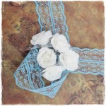 Koronka syntetyczna 4 cm/1m, niebieska