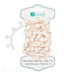 DpCraft  Taśma dekoracyjna z pomponami, 3 m - ecru