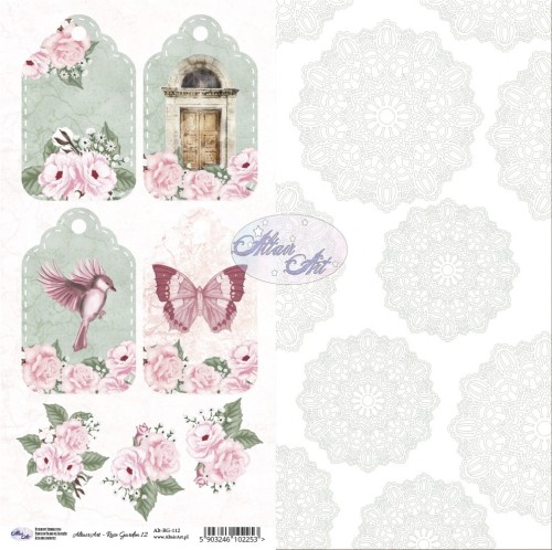Papier do scrapbookingu Rose Garden 12 z tagami - 15x30 - AltairArt