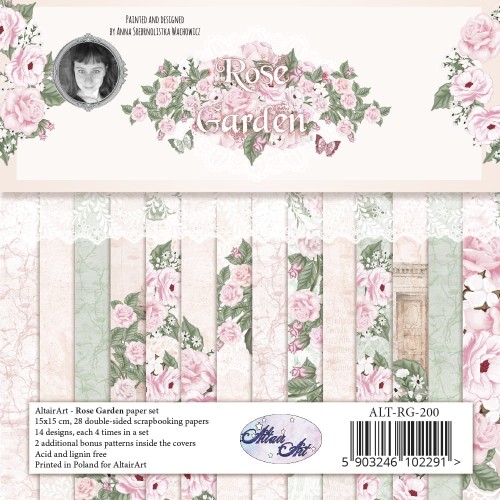 Papier do scrapbookingu Rose Garden - zestaw 15x15cm - AltairArt