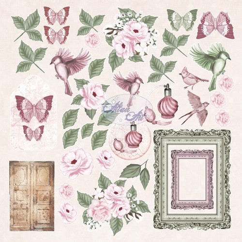 Papier do scrapbookingu - Rose Garden elementy do wycinania CVR - 20x20 - AltairArt