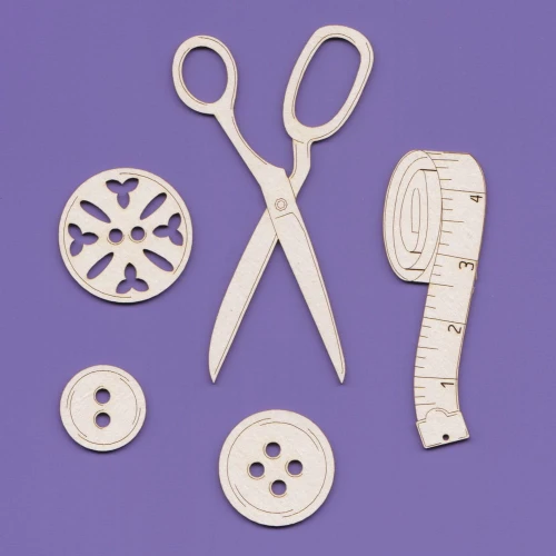 073 TEKTURKA - ZESTAW - NOŻYCZKI, MIARA, GUZIKI