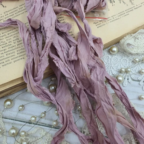 old fashion - wstążka vintage lniana brudna lawenda, 1,8-12,5 cm cm/1,2 m