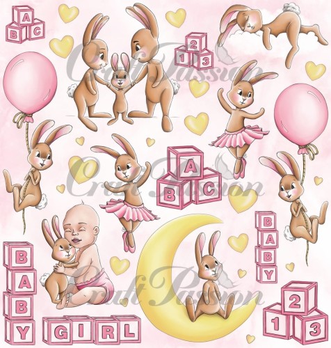 Craft Passion Cute Bunny Girl- elementy do wycinania - papier scrapbookingowy 30,5x30,5cm