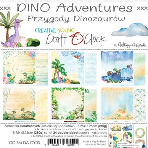 CY03 - DINO ADVENTURES - ZESTAW PAPIERÓW 15,25X15,25CM