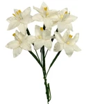 Ręcznie robione kwiaty z papieru morwowego - Lilie, 6szt, 3cm białe