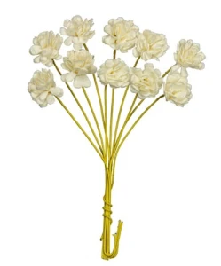 Ręcznie robione kwiaty z papieru morwowego - Chryzantemy, 1cm, 10szt - białe.