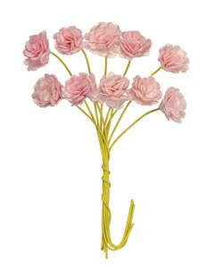 Ręcznie robione kwiaty z papieru morwowego - Chryzantemy, 1cm, 10szt -jasnoróżowe