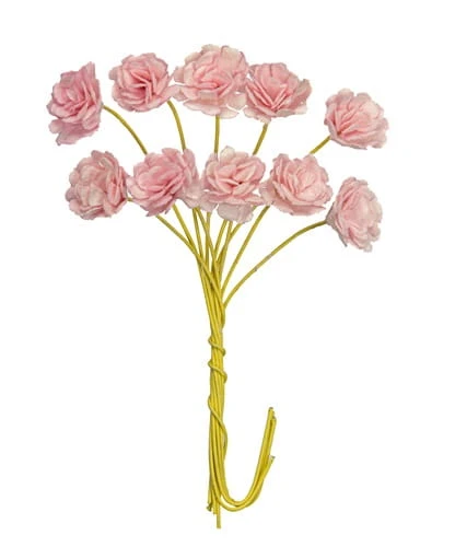 Ręcznie robione kwiaty z papieru morwowego - Chryzantemy, 1cm, 10szt -jasnoróżowe