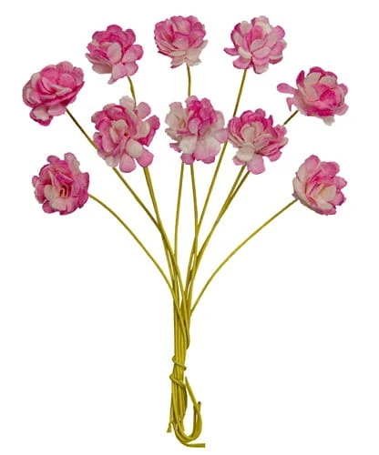 Ręcznie robione kwiaty z papieru morwowego - Chryzantemy, 1cm, 10szt - różowe, 2-tonowe