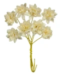 Ręcznie robione kwiaty z papieru morwowego - Chryzantemy, 2cm, 8szt - białe