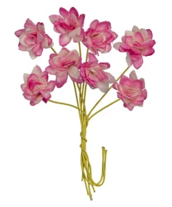 Ręcznie robione kwiaty z papieru morwowego - Chryzantemy, 2cm, 8szt różowe, 2-tonowe