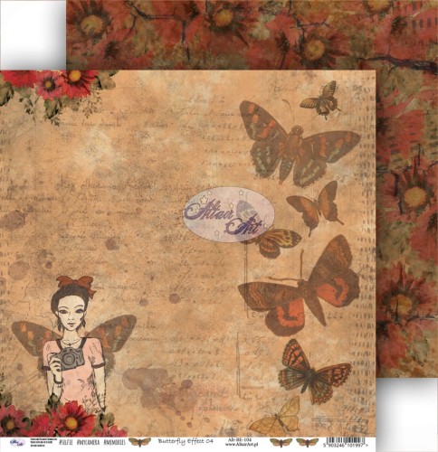 Dwustronny papier do scrapbookingu vintage AltairArt - Butterfly Effect 04 15x15 - 10 arkuszy