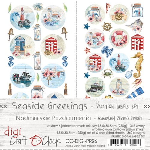 ZESTAW ETYKIET - 26 - SEASIDE GREETINGS - ZESTAW WAKACYJNY