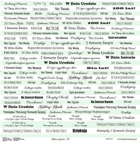 Skarbnica Pomysłow - zestaw napisow 5 trawiasta zielen