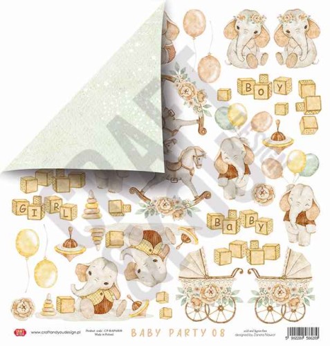 Papier dwustronny - elementy do wycinania- 30,5x30,5 Baby Party 08