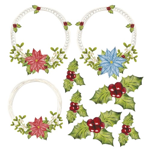 Świąteczny papier do scrapbookingu z okraglymi ramkami AltairArt - Silent Night || Cicha Noc 12 CVR