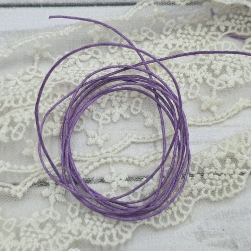 Sznurek woskowany bawełniany, 5m, 1 mm grubości, jasny fiolet