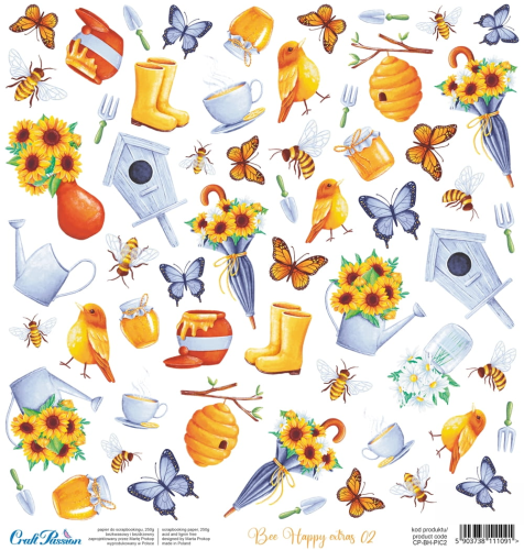 Bee Happy - elementy do wycinania - papier scrapbookingowy 30,5x30,5cm - Craft Passion