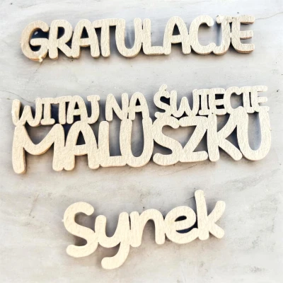 Tekturka napis - Gratulacje, Witaj na świecie maluszku, Synek