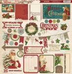 Zestaw dodatków tekturowych Vintage Christmas 30,5x30,5 Chipboard Accessories