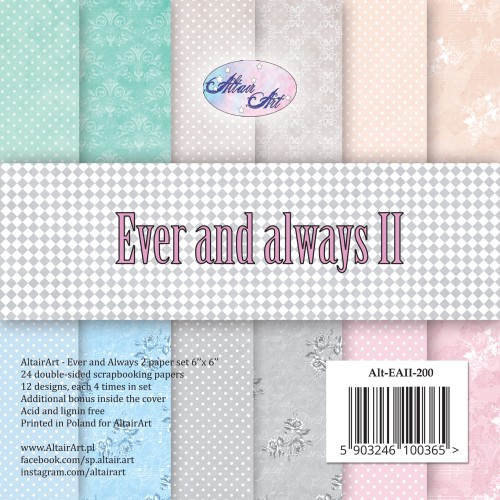 Ever and Always 2 - zestaw 24 dwustronnych papierów do scrapbookingu 15x15 - AltairArt