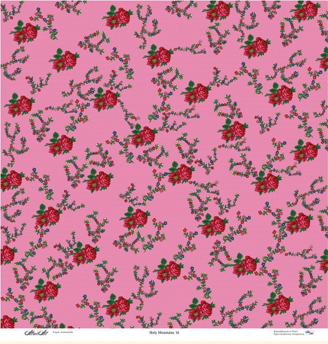 Holy Mountains 16 - papier jednostronny - rozowy - motywy goralskie