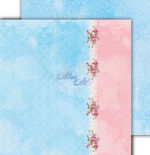 niebieski Papier do scrapbookingu, Flower Harmony 03, 30x30, AltairArt