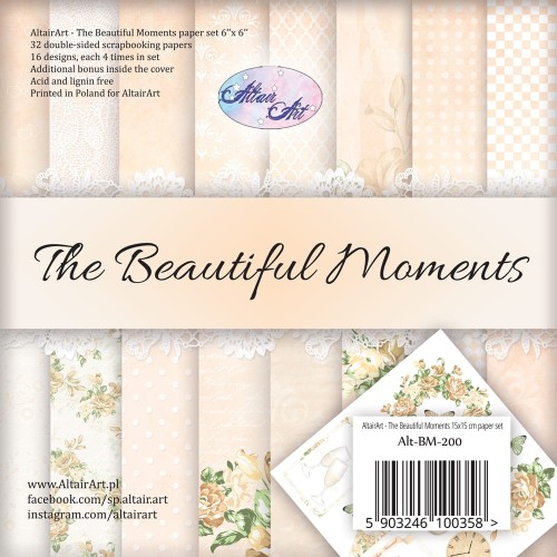 AltairArt - The Beautiful Moments - zestaw 32 papierów do scrapbookingu 15 cm x 15 cm
