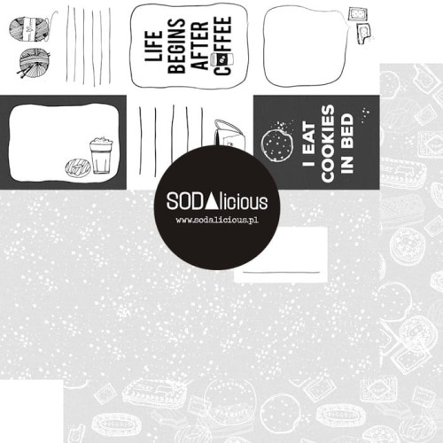 Papier do scrapbookingu, so delicious notes / i eat cookies in bed, 30x30, SODAlicious
